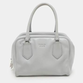 Prada Grey Leather Bauletto Bag