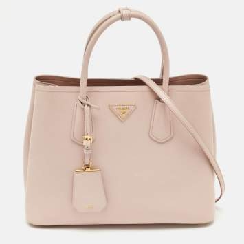 Prada Light Pink Leather Medium Double Handle Tote