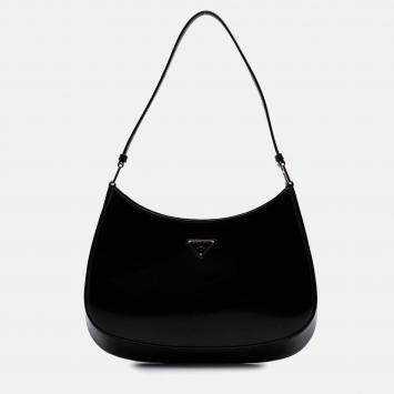 Prada Black Brushed Leather Cleo Shoulder Bag