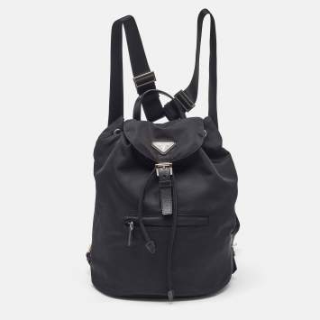 Prada Black Nylon Tessuto Flap Backpack