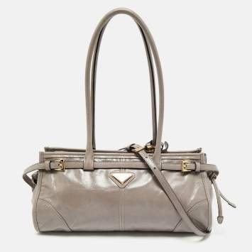 Prada Grey Vitello Shine Leather East-West Tote