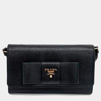 Prada Black Leather Saffiano Crossbody Bag
