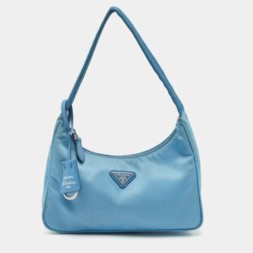 Pre Owned Prada Light Blue Nylon Re-Edition 2000 Shoulder Bag