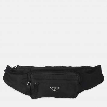 Prada Black Re-Nylon Saffiano Logo Waist Bag