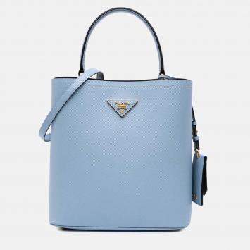 Prada Blue Medium Saffiano Cuir Panier Satchel