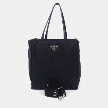 Prada Black Nylon Re-Nylon Padded Tote and Shoulder Bag