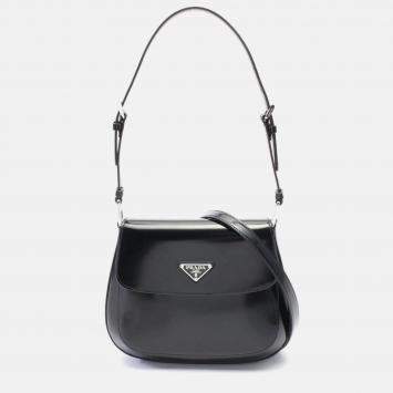 Pre Owned Prada Cleo Brushed Black Leather Shoulder Bag