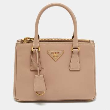 Pre Owned Prada Beige Saffiano Lux Leather Small Galleria Tote