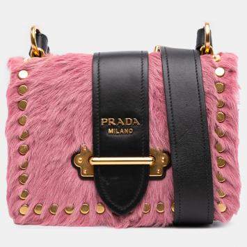 Pre Owned Prada Pink City Calf Trimmed Cavallino Cahier Crossbody