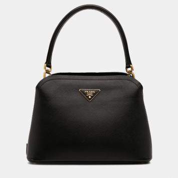 Pre Owned Prada Black Medium Saffiano Matinee Satchel