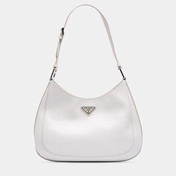 Pre Owned Prada White Spazzolato Cleo Shoulder Bag