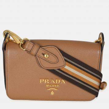 Pre Owned Prada Caramel Vitello Daino Camera Crossbody