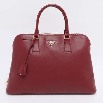 Pre Owned Prada Red Saffiano Lux Leather Promenade Satchel