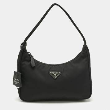 Pre Owned Prada Black Nylon Mini Re-Edition 2000 Baguette Bag