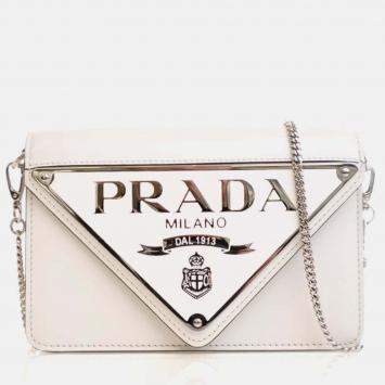 Pre Owned Prada Mini Calfskin Triangle Crossbody Bag