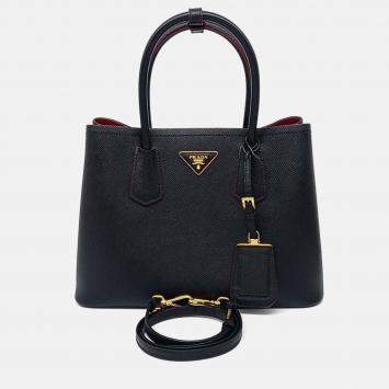 Pre Owned Prada Saffiano Double Tote and Shoulder Bag