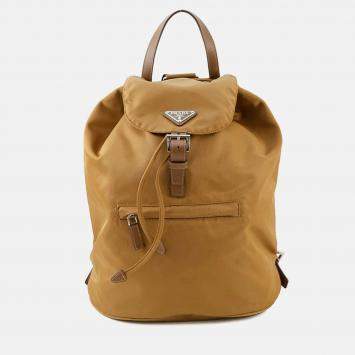 Pre Owned Prada Gold/Brown Nylon Backpack 