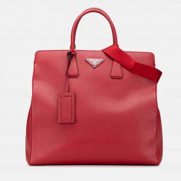 Pre Owned Prada Red Saffiano Cuir Tote