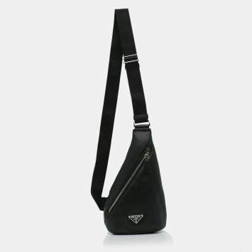 Pre Owned Prada Black Cross Leather Bag