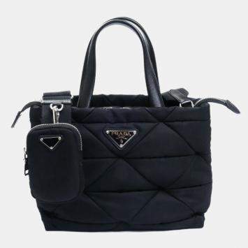 Pre Owned Prada Mini Padded Re-Nylon Tote Bag Black