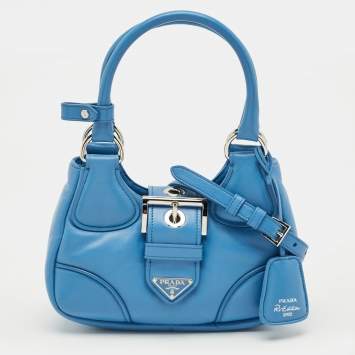 Pre Owned Prada Blue Moon Padded Leather Re-edition 2002 Bag 
