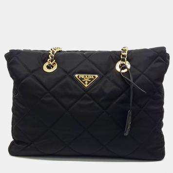 Pre Owned Prada Black Nylon Re-Edition 1995 Re-Nylon Chain Shoulder Bag