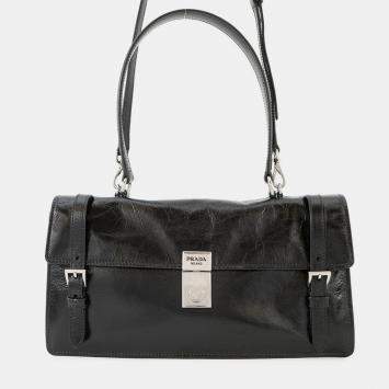 Pre Owned Prada 2025Ss 2Way Shoulder Bag Black Leather Size Medium