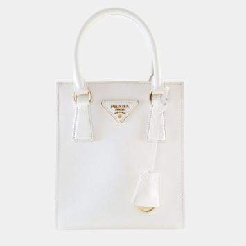 Pre Owned Prada Mini White Saffiano Tote