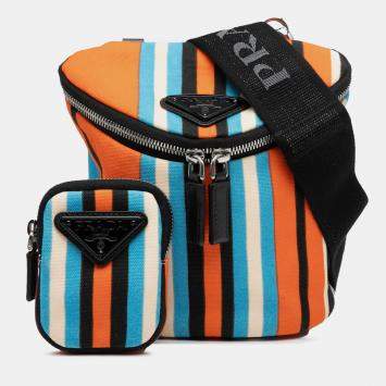 Pre Owned Prada Orange Canvas Canapa Baiadera Crossbody