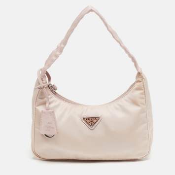 Pre Owned Prada Pink Re-Nylon Mini Re-Edition 2000 Baguette Bag