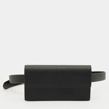 مملوكة مسبقًا Prada Black Saffiano Leather Belt Bag