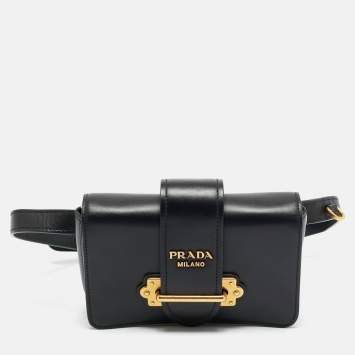 مملوكة مسبقًا Prada Black Leather Cahier Convertible Belt Bag