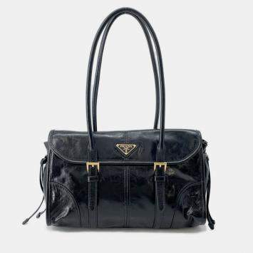 Pre Owned Prada Medium Leather Shoulder Bag Black