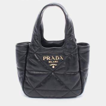 Pre Owned Prada Small Nappa Leather Handbag Black