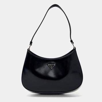 Pre Owned Prada Black Leather Cleo Hobo Bag