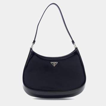 Pre Owned Prada Black Leather Cleo Hobo Bag