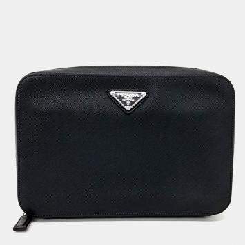 مملوكة مسبقًا Prada Black Leather Saffiano Travel