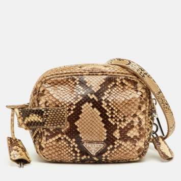 Pre Owned Prada Beige/Brown Python Crossbody Bag
