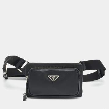 مملوكة مسبقًا Prada Travel Black Saffiano Lux Leather Belt Bag