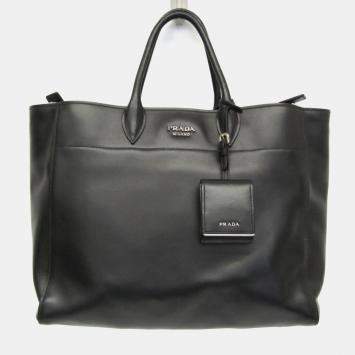 مملوكة مسبقًا Prada CITY CALF Leather Shoulder Bag Black
