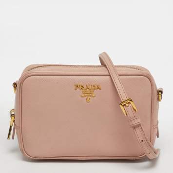 Pre Owned Prada Pink Saffiano Leather Mini Crossbody Bag