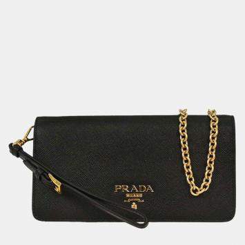 مملوكة مسبقًا Prada Black Leather Chain Shoulder Bag