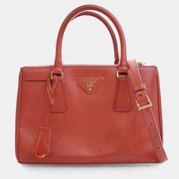 Pre Owned Prada Small Saffiano Vernice Galleria Tote