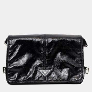Pre Owned Prada Black Small Nappa Leather Duffle Bag