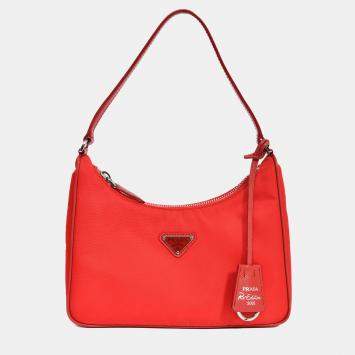 Pre Owned Prada Limited Edition Red Re-Nylon 2005 Shoulder Bag