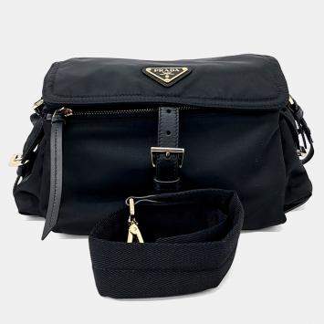 مملوكة مسبقًا حقيبة كتف براد ا سوداء نايلون اكسبلور ري-نايلون