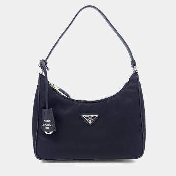 مملوكة مسبقًا Prada Black Nylon Re-Nylon Hobo Bag