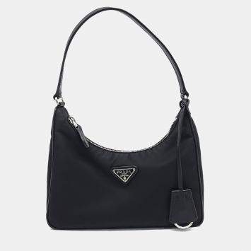مملوكة مسبقًا Prada Black Nylon Tessuto Hobo Bag
