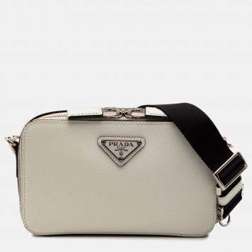 Pre Owned Prada White Saffiano Brique Crossbody
