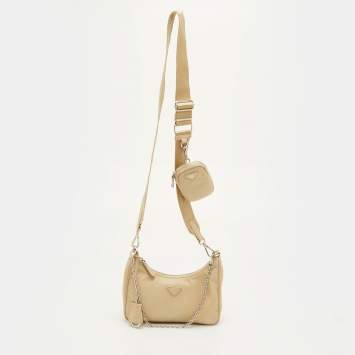 Pre Owned Prada Re-Edition 2005 Desert Beige Tessuto Nylon Shoulder Bag